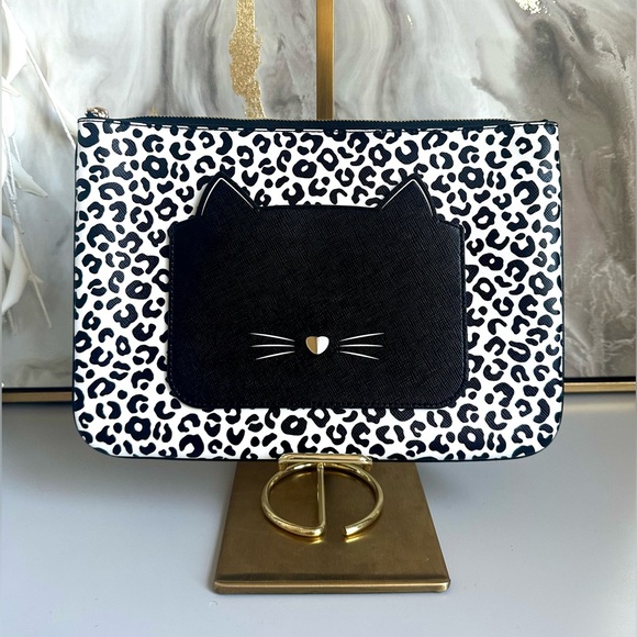 Like New Kate Spade Meow Cat Large Zip Pouch Clutch - Picture 1 of 10